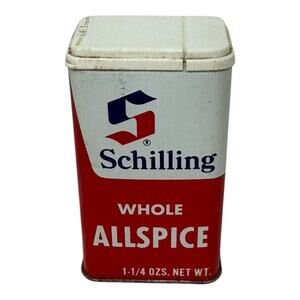 VINTAGE Schilling Whole Allspice Red + White Spice Tin 1-1/4 oz